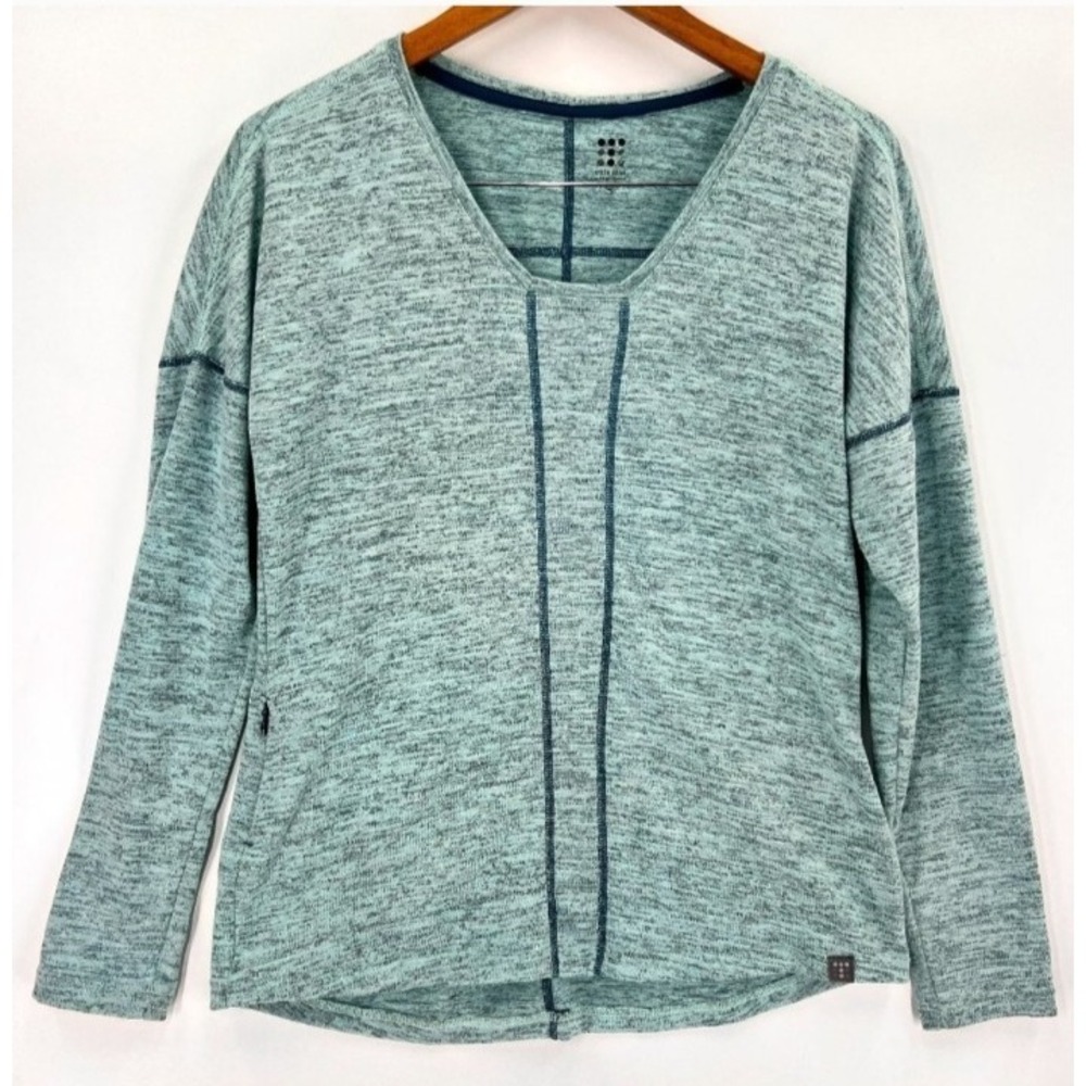 Title Nine Sweatshirt Women's Small Green Pullover Crew Neck Long Tunic Cozy